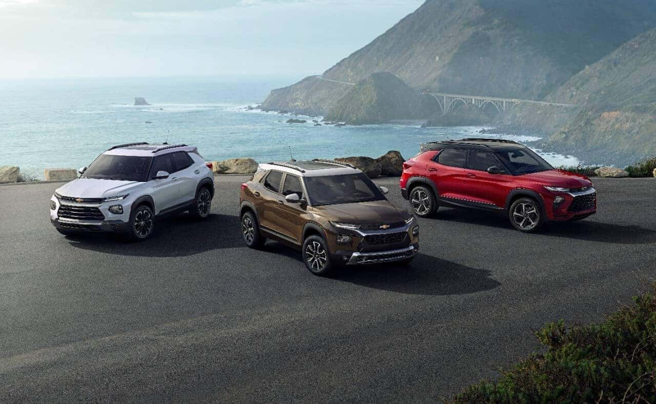 2021 Chevrolet Trailblazer on the road in front of water