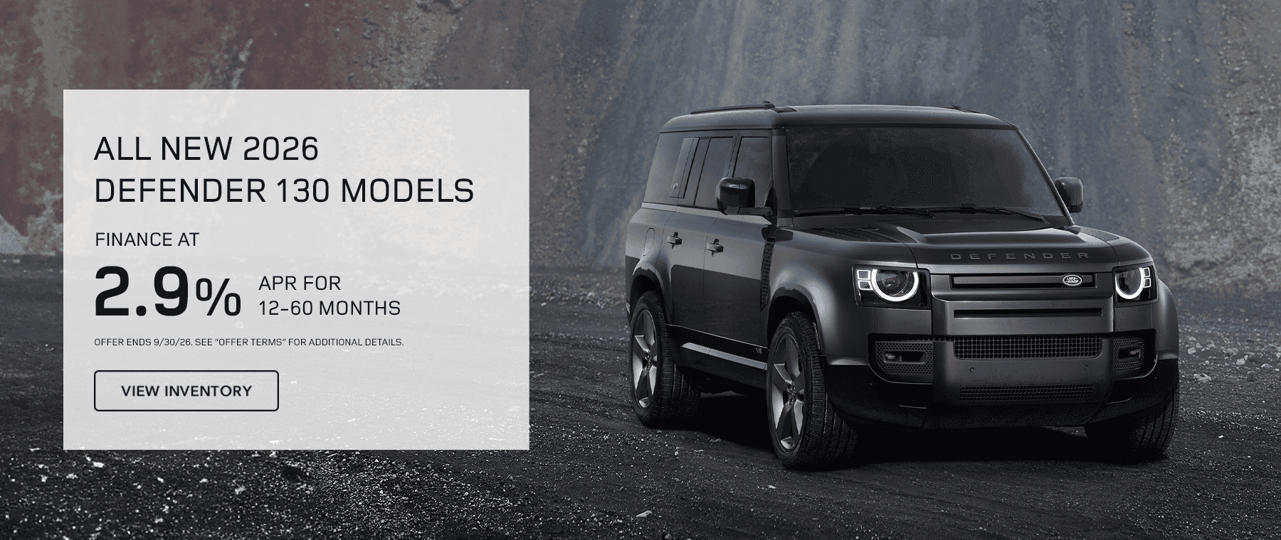 New 2026 Defender Subtext: Finance at 2.9% APR for 12-60 months