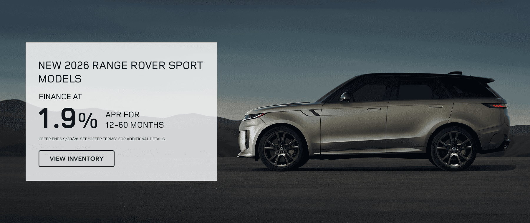 New 2026 Range Rover Sport Subtext: Finance At 1.9% APR for 12-60 months