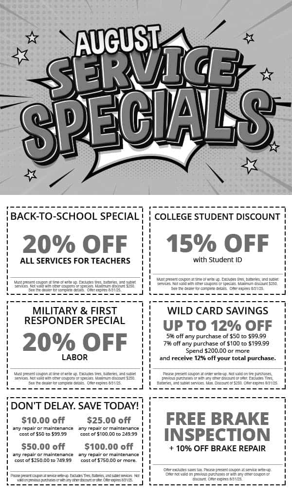 August Service Specials