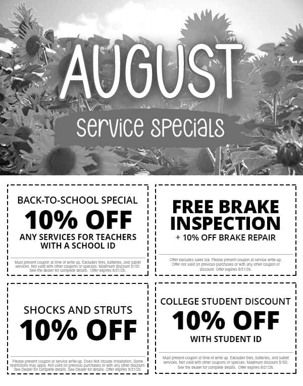 August Service Specials