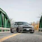 Black car on a bridge
