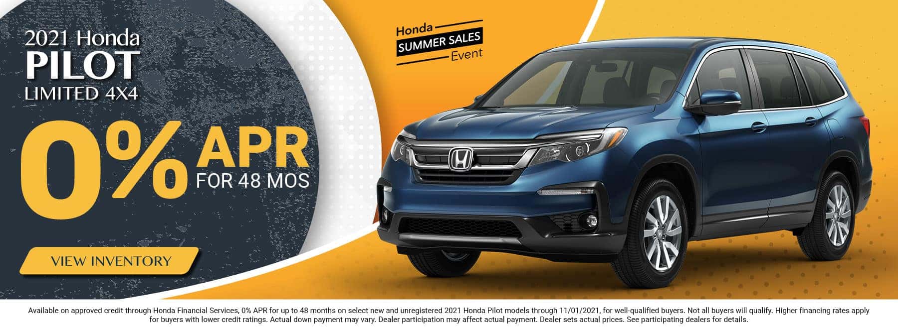 2021 Honda Pilot - 0.9% for 60 months