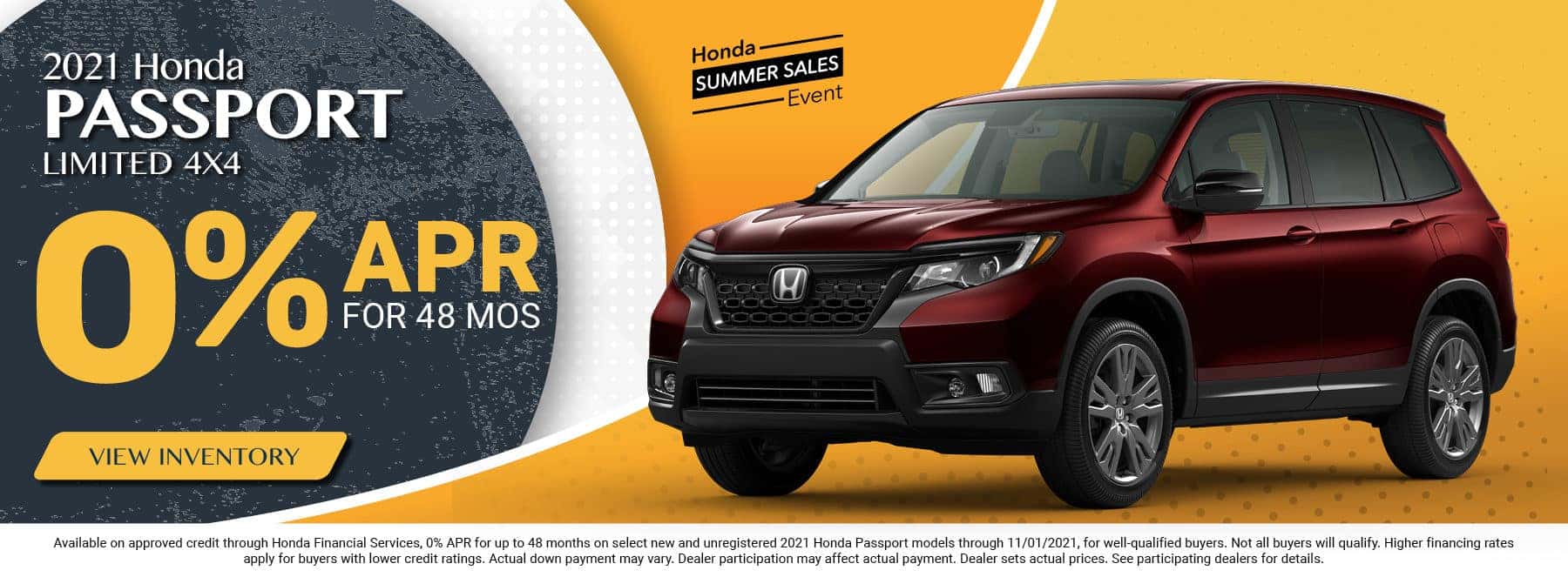 2021 Honda Passport – 0.9% for 60 months