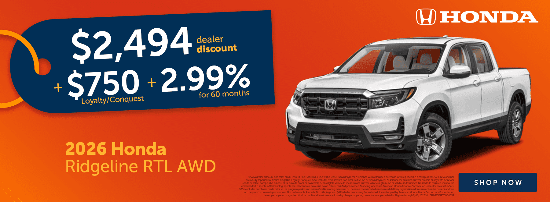 May Ridgeline Offer