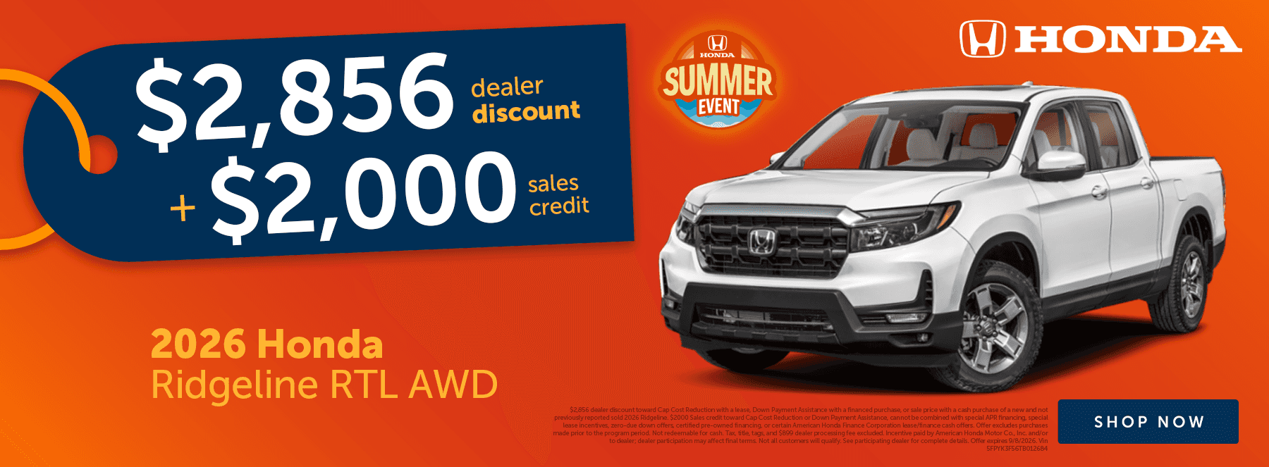 July Ridgeline Offer