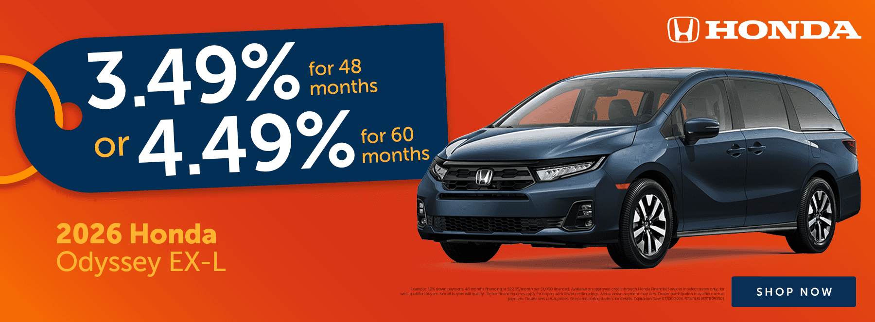 Low APR on New Honda Odyssey