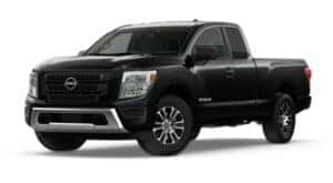 A black 2021 Nissan Titan SV is angled left.