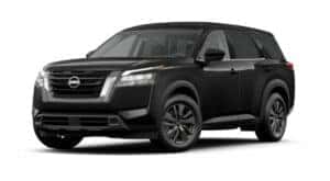 A black 2022 Nissan Pathfinder S is angled left.