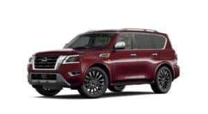 A maroon 2023 Nissan Armada is angled left.
