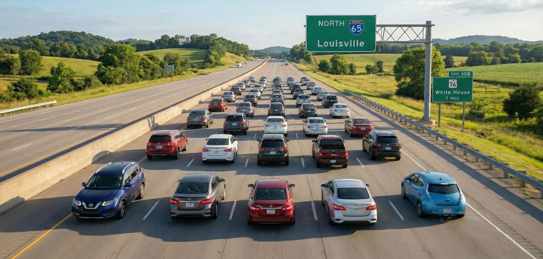 Nissan vehicles on highway near White House