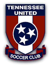 TN United Soccer Club featuring a badge with red white and blue with TN stars emblem