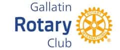 newton nissan proudly supports the gallatin rotary club, logo is blue letters and gold rotary symbol