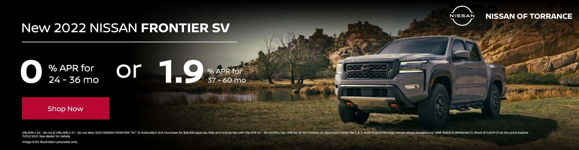 New 2022 NISSAN FRONTIER SV 0% APR for 24 - 36 months || 1.9% APR for 37 - 60 months