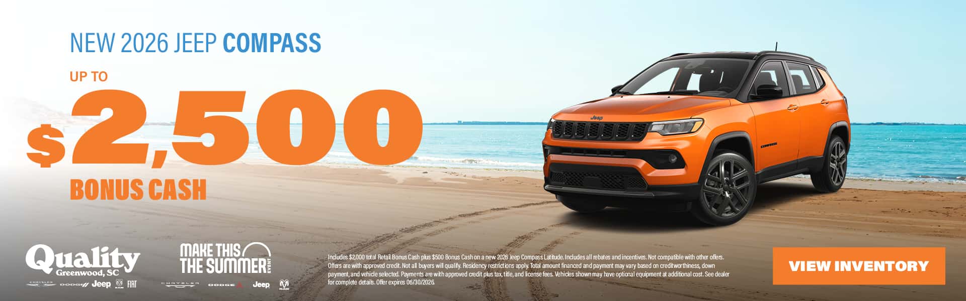 Up to $2,500 Bonus Cash on a new 2026 Jeep Compass