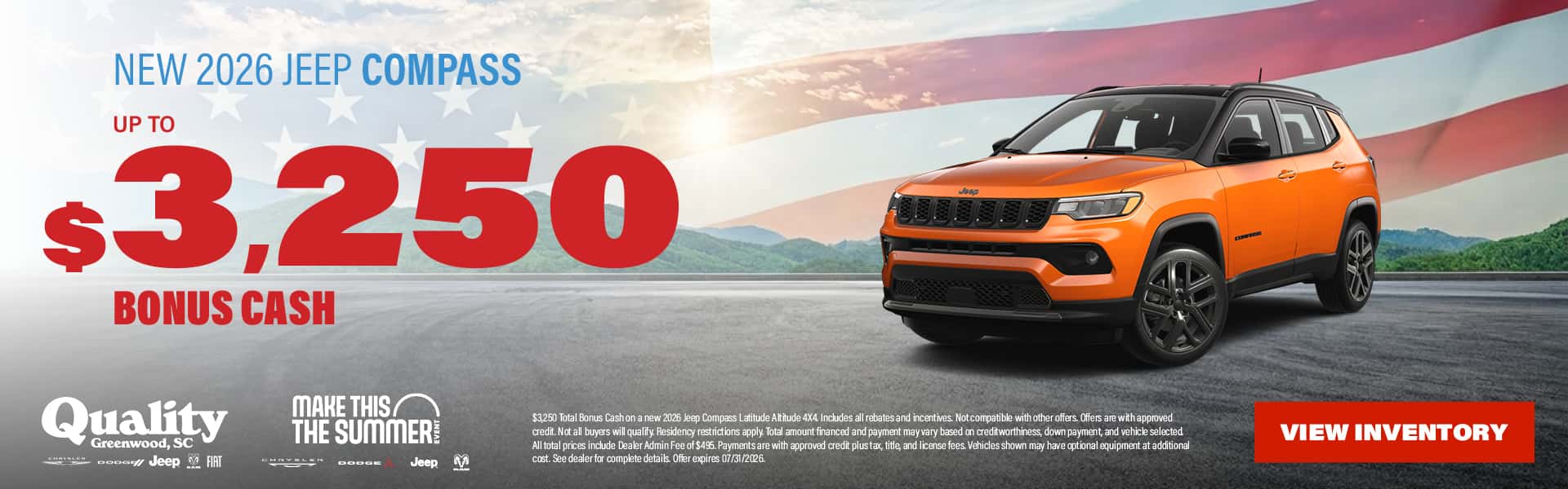 Get Up to $3,250 Bonus Cash on New 2026 Jeep Compass
