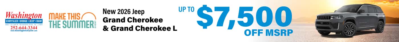 Get 0% APR for 36 Months or up to $4,500 Bonus Cash on a new Jeep Grand Cherokee
