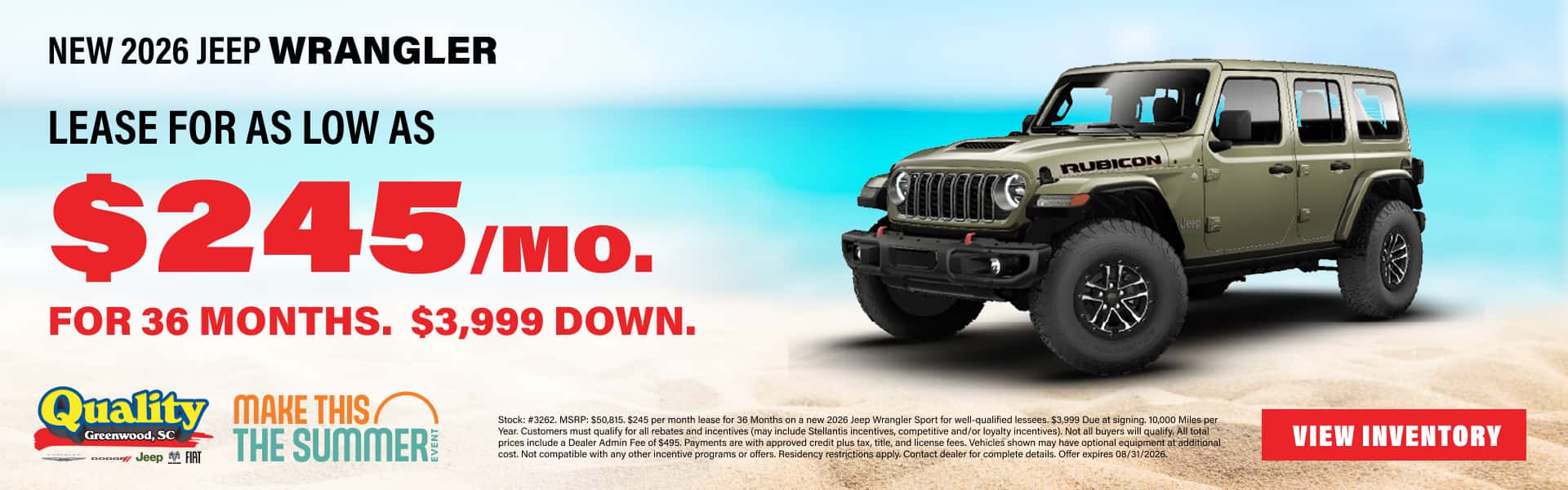 Lease for as low as $245/Month for 36 Months, $3,999 Down.