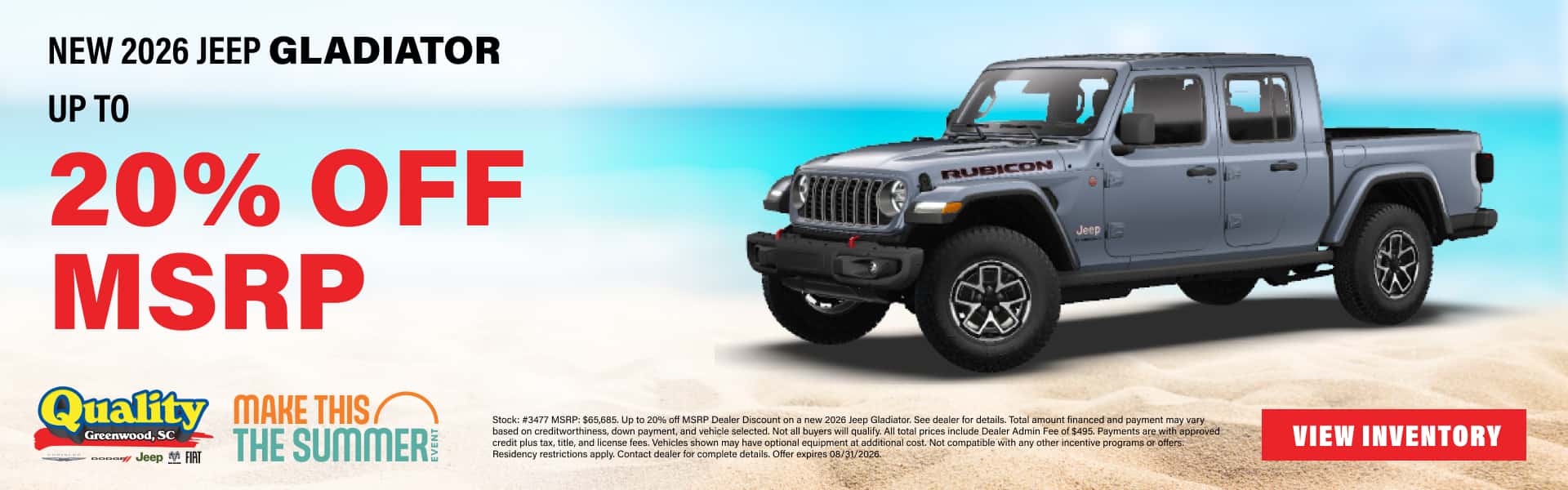 Up to 20% off a new Jeep Gladiator