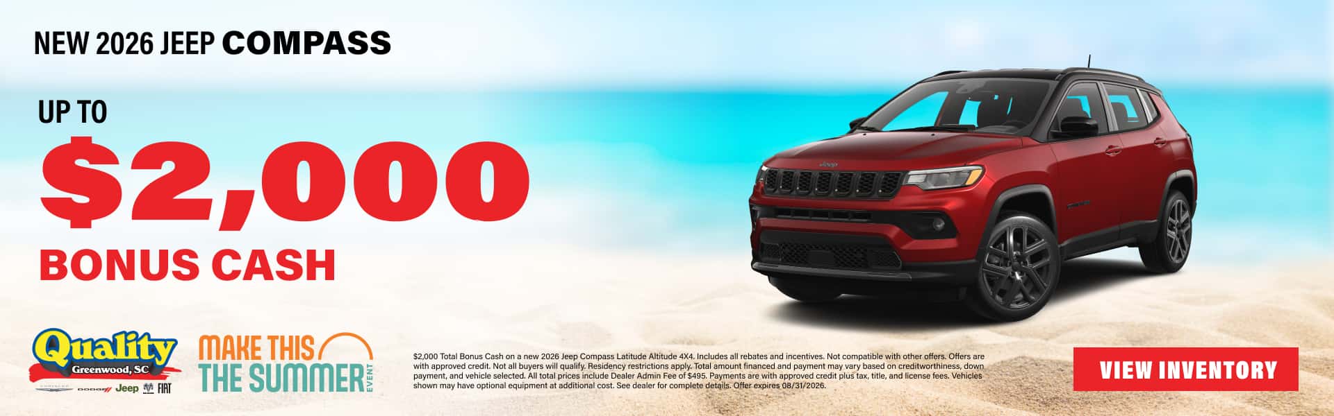 Up to $2,000 Bonus Cash on a new 2026 Jeep Compass