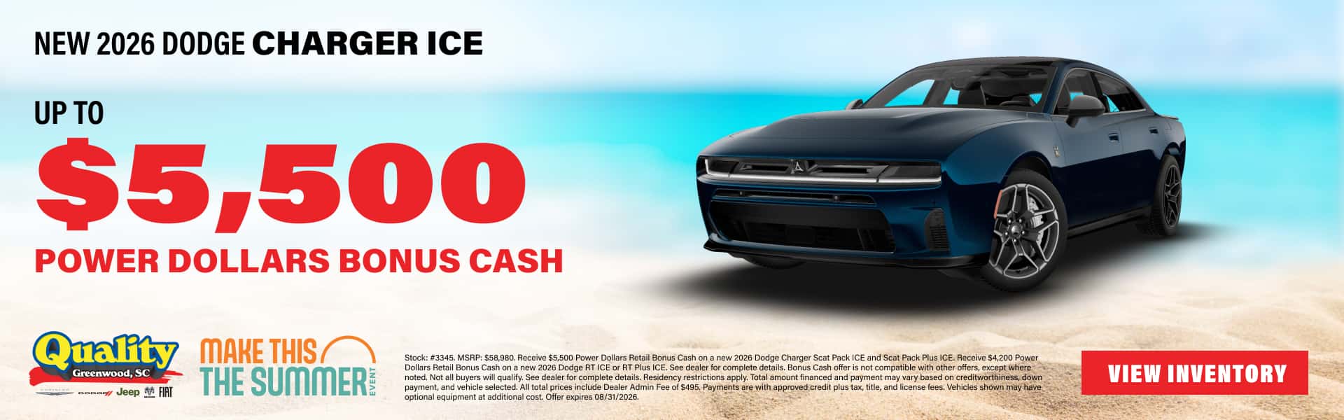 Up to $5,500 Power Dollars Bonus Cash a new Dodge Charger