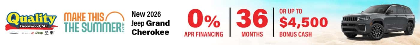 0% APR or up to $4,500 Off a Grand Cherokee