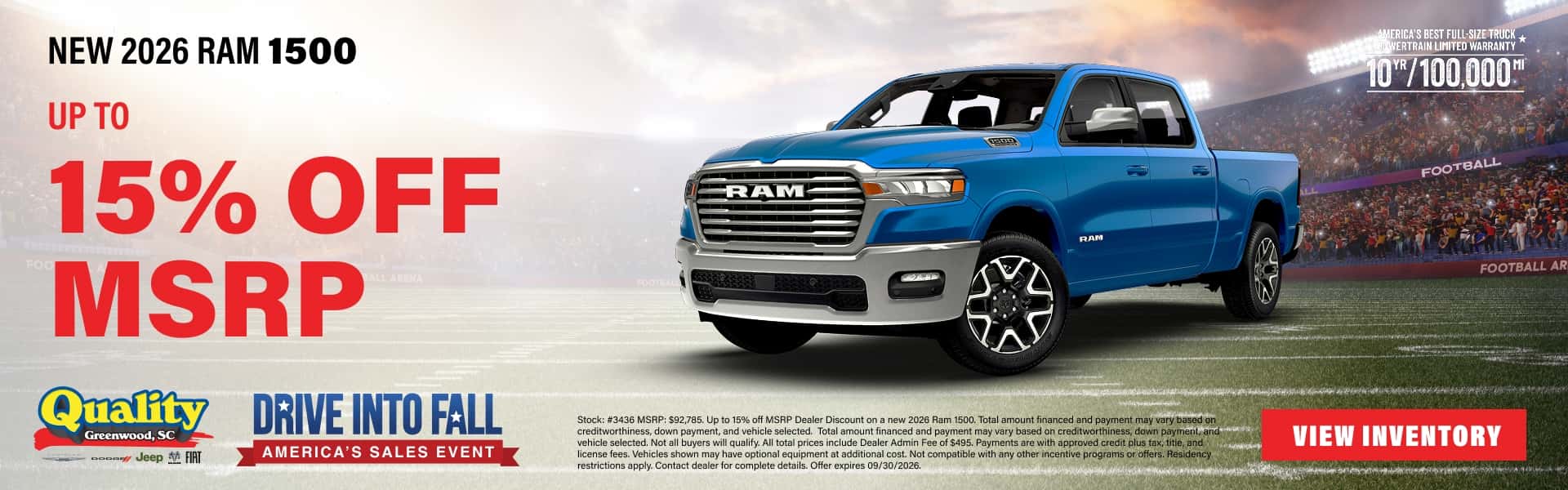 Up to 15% off MSRP