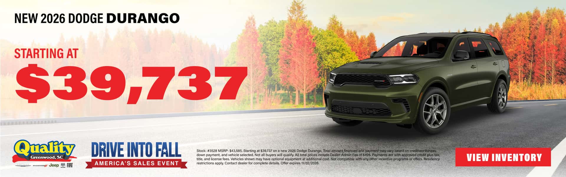 Get a New 2026 Dodge Durango Starting at $39,737