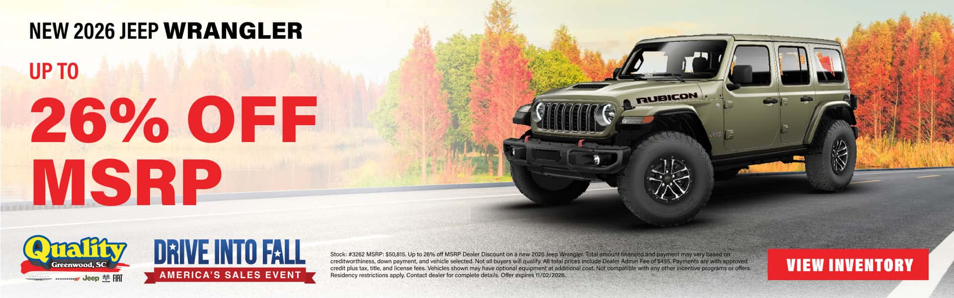 Get Up to 26% Off MSRP on a New 2026 Jeep Wrangler