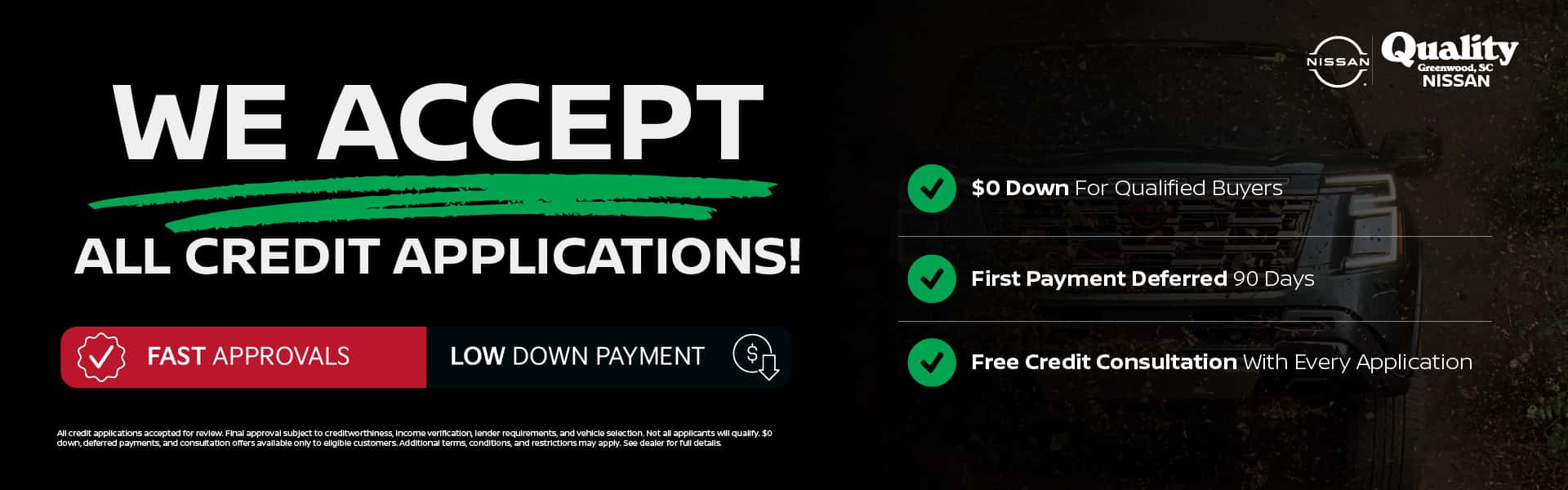 We accept all credit applications