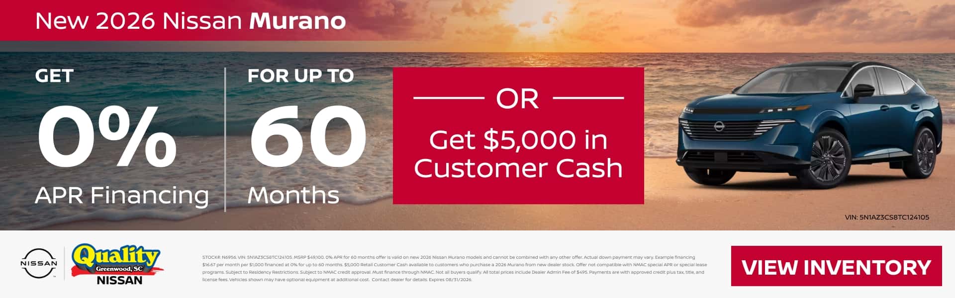 0% Financing for up to 60 Months OR $5,000 Customer Cash