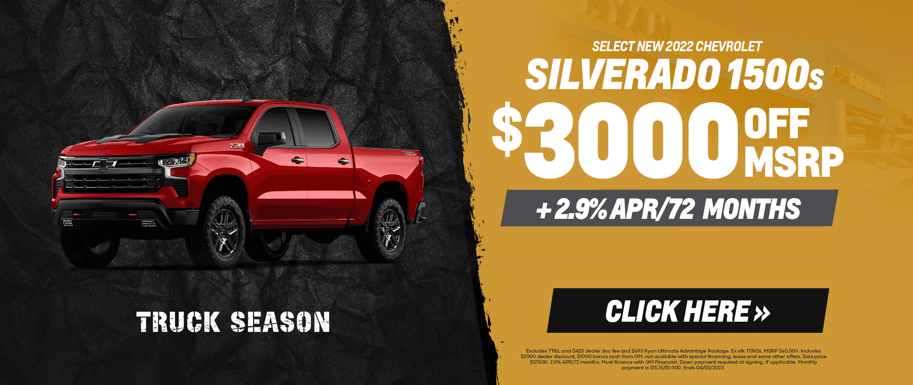 Select New 2022 Silverado 1500s - $3000 OFF MSRP PLUS 2.9% APR/72 months