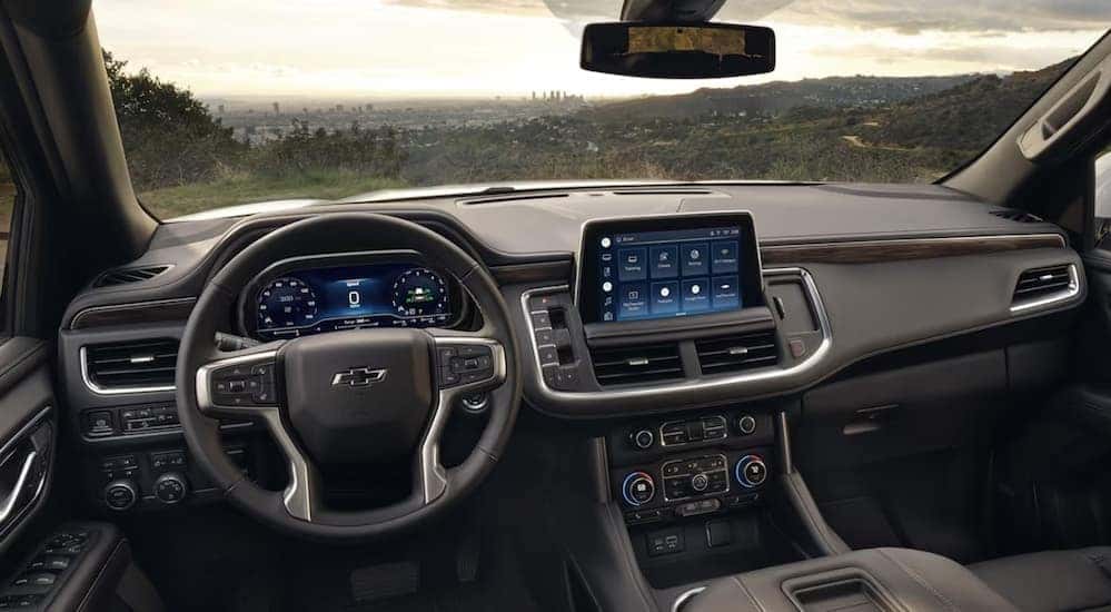 The gray dash in a 2024 Chevy Tahoe is shown.