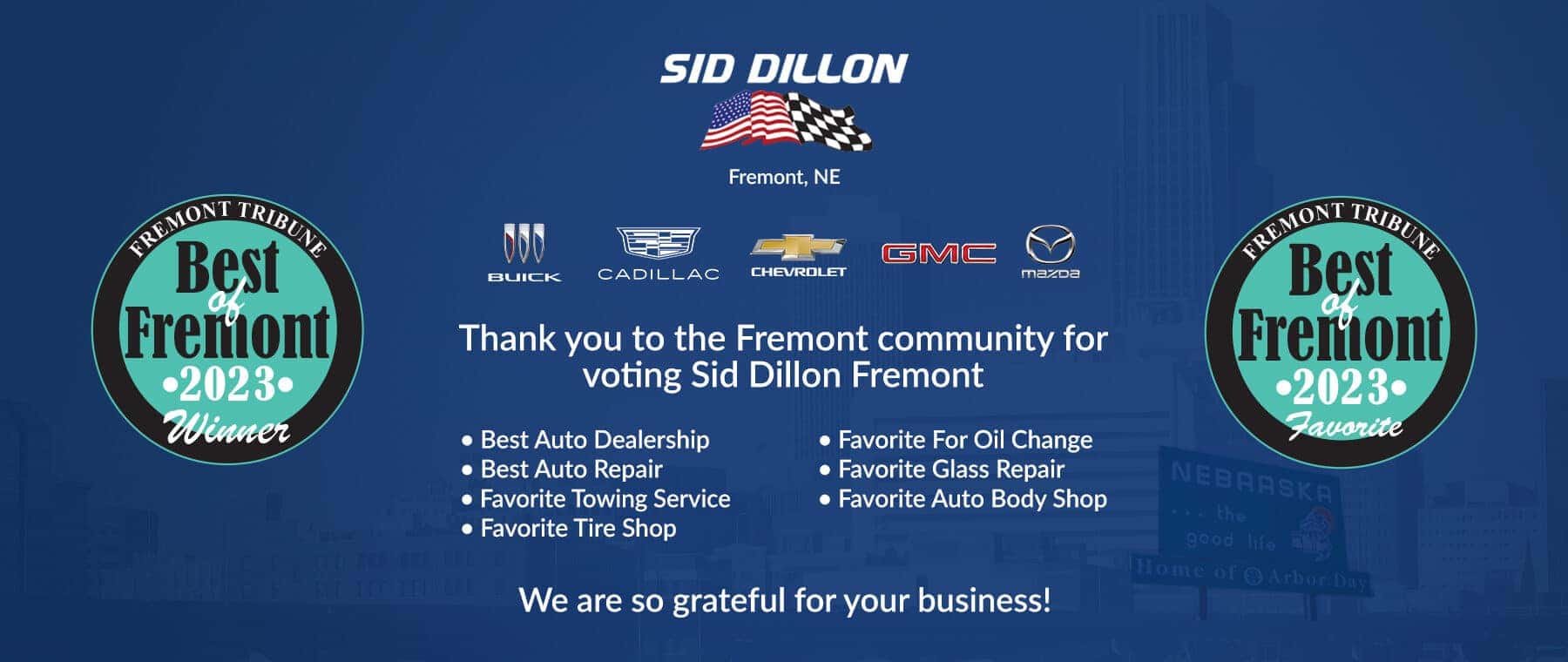 Thank you to the Fremont community for voting Sid Dillon Fremont