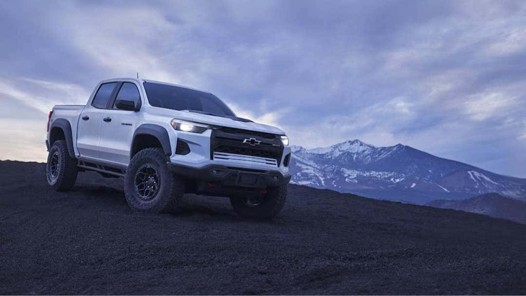 Chevy Colorado parked on a mountain at dusk