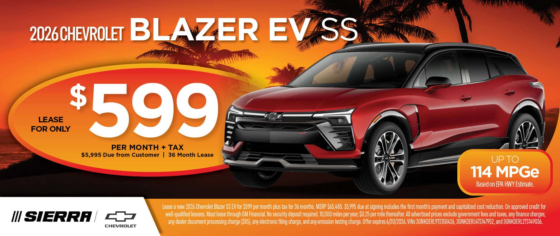2026 Chverolet Blazer EV SS June Lease Special