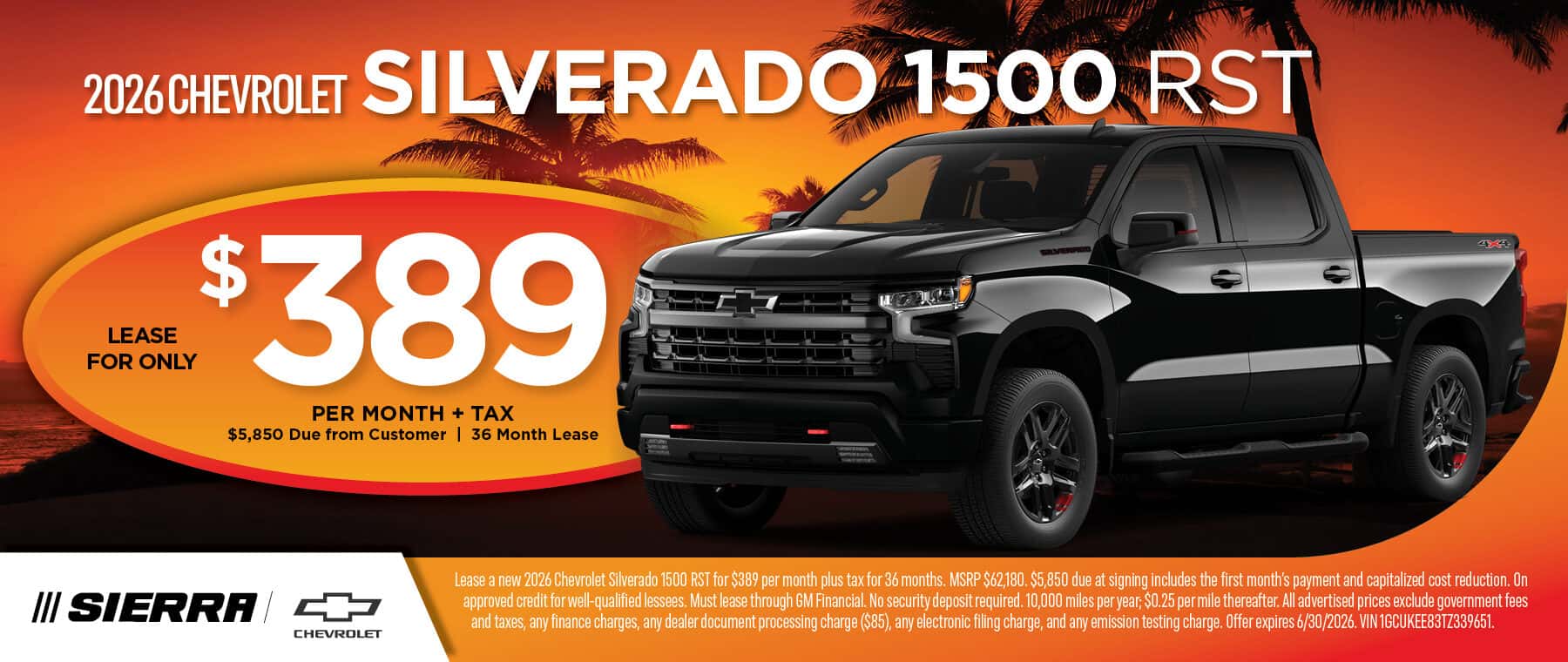 2026 Silverado 1500 RST June Lease Special