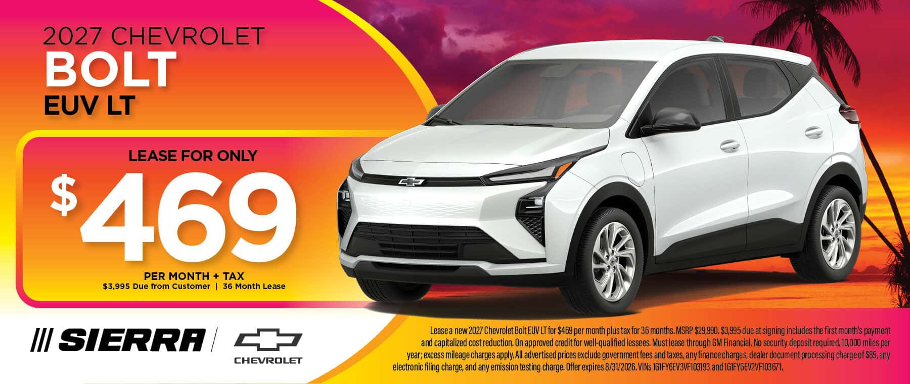 2027 Chevrolet BOLT EUV AUgust Lease Special