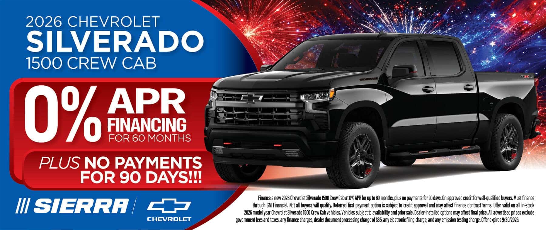 2026 Chevrolet Silverado 1500 Crew Cab financing special at Sierra Chevrolet in Monrovia, CA