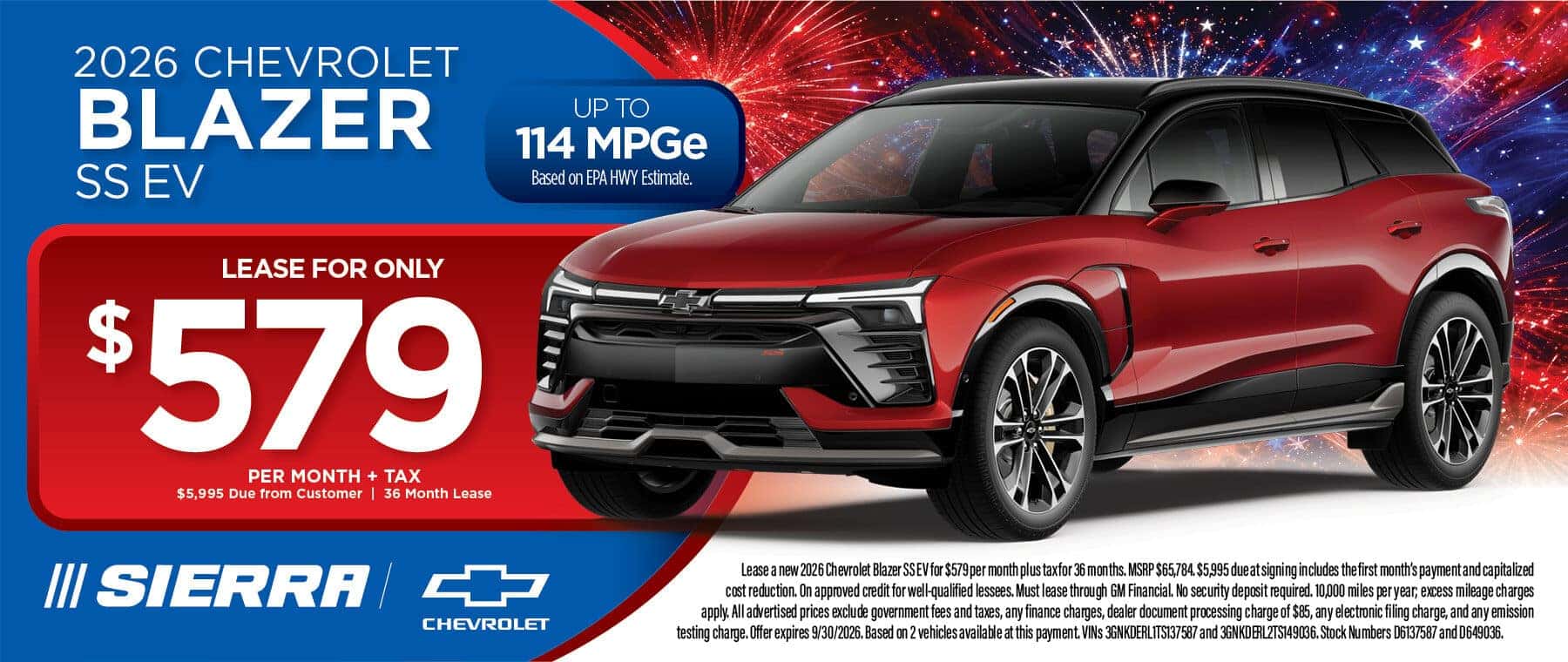 2026 Chevrolet Blazer SS EV lease special at Sierra Chevrolet in Monrovia, CA