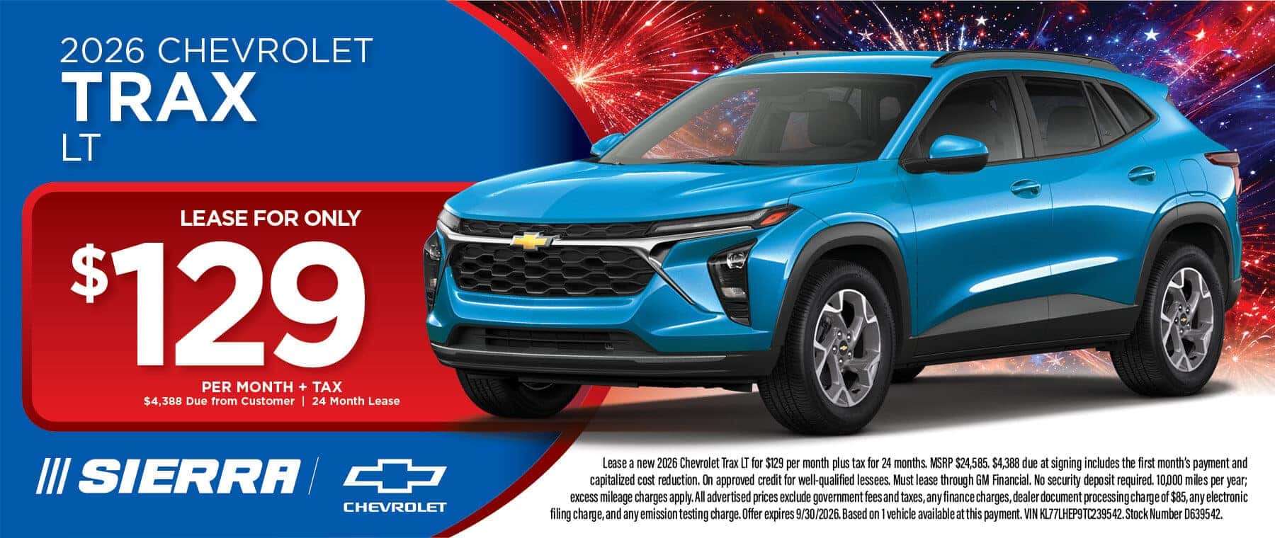 2026 Chevrolet Trax LT lease special at Sierra Chevrolet in Monrovia, CA