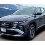 Hyundai Tucson Hybrid on winter highway near Spokane Valley