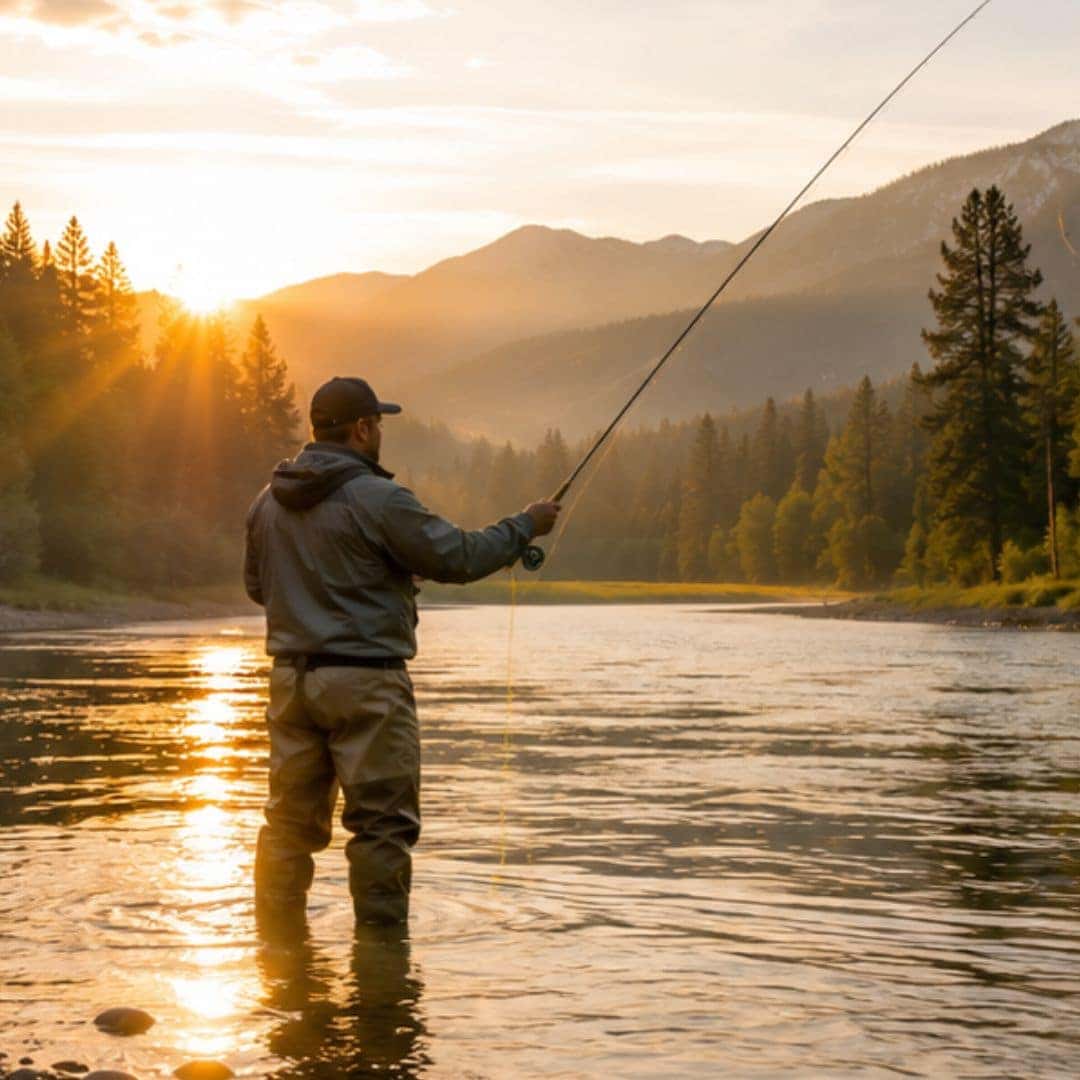 Fishing along the Kootenai River near Bonners Ferry, Idaho