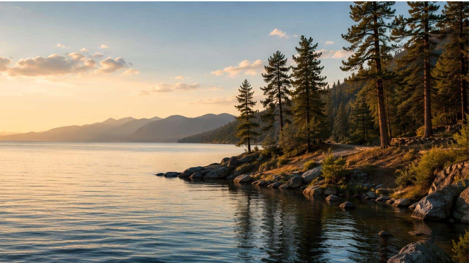 Lake Coeur d'Alene and forested North Idaho shoreline