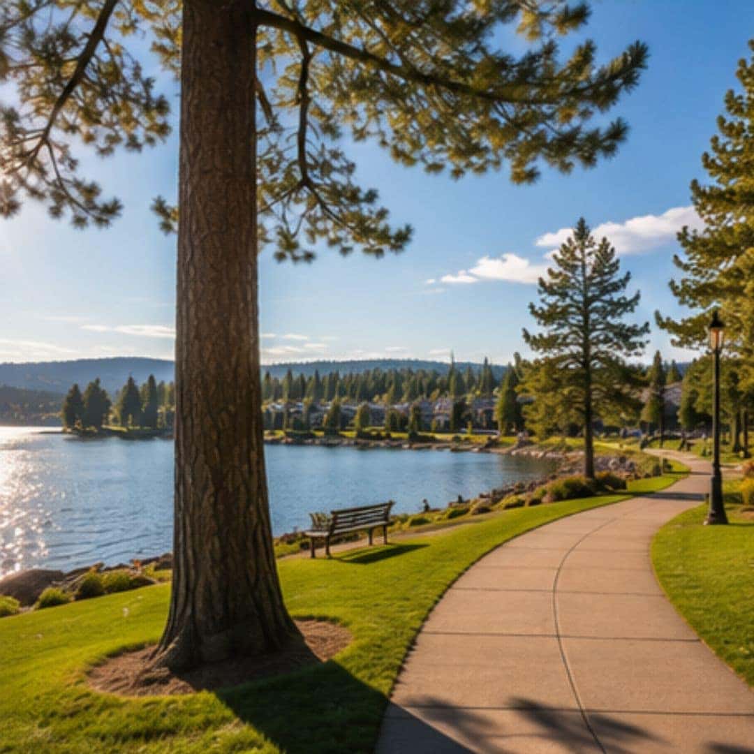 Scenic lakeside view near Post Falls, Idaho