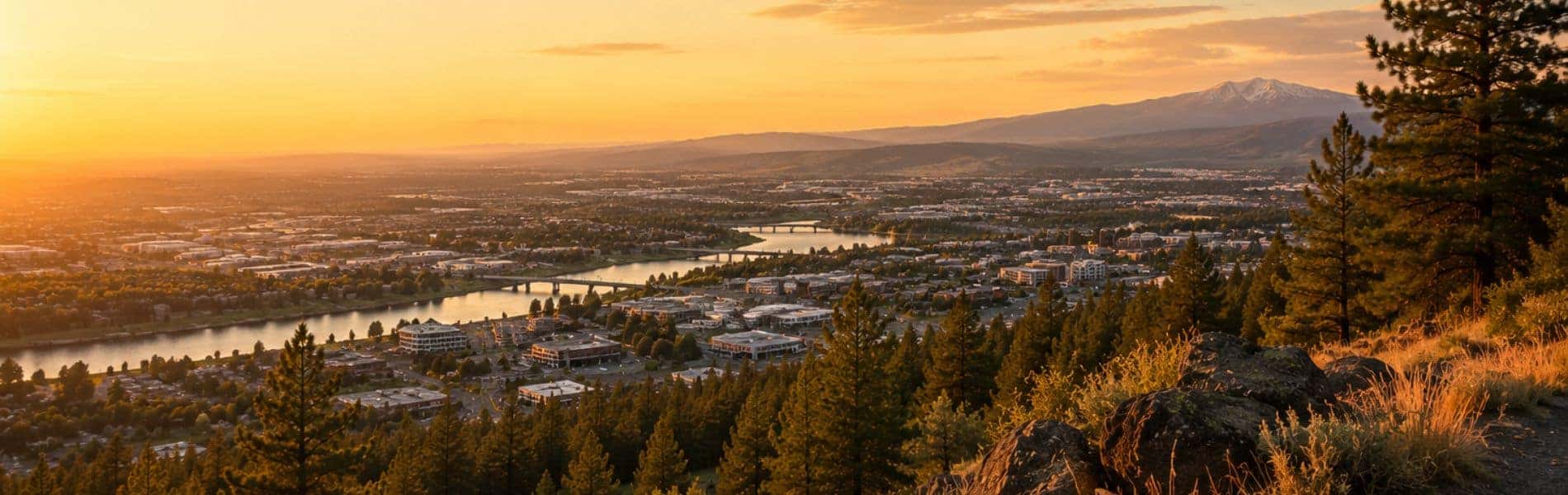 Scenic sunset view across Spokane Valley and Eastern Washington