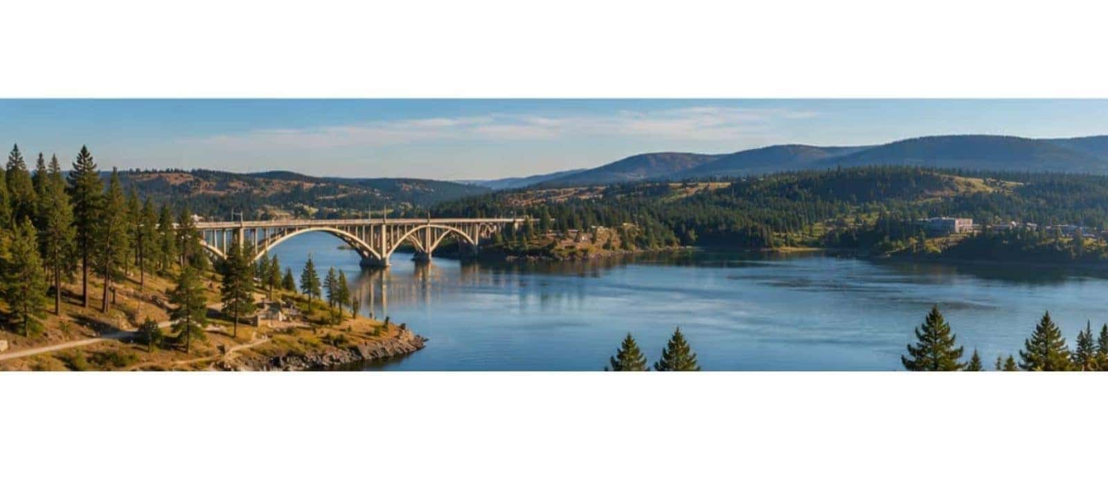 Scenic Eastern Washington river and bridge landscape