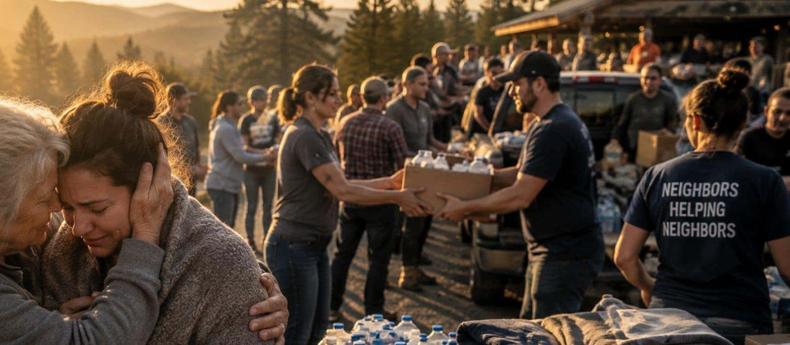 Community members coming together to support neighbors affected by regional wildfires