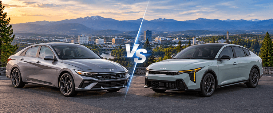 Hyundai Elantra vs Kia K4 at Sunset