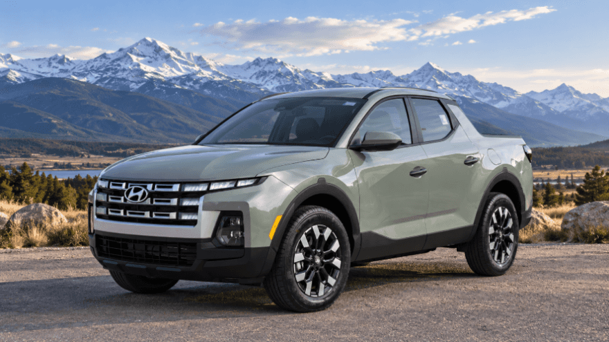 Hyundai Santa Cruz Amidst Mountain Peaks